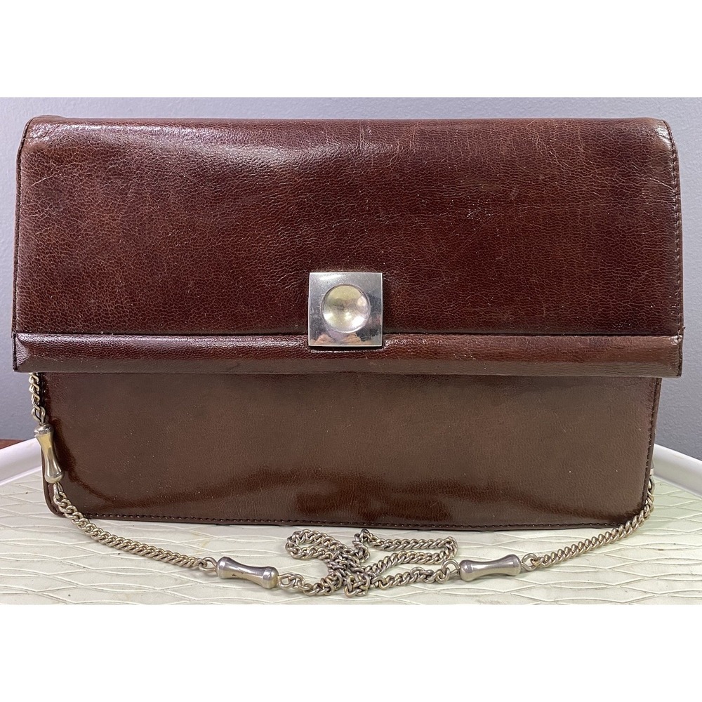 Vintage Unbranded Women's Leather Brown Shoulder Or Clutch Purse 7x10.5x2.5"